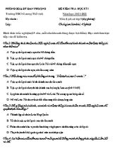 Đề kiểm tra học kì 1 môn Lịch sử Lớp 9 - Năm học 2021-2022
